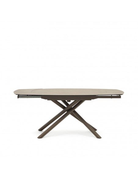 Mesa extensível Yodalia 130 (190) x 100, porcelanato e aço marrom