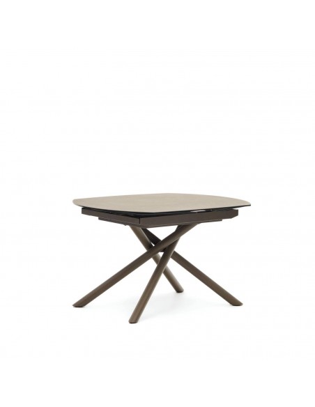 Mesa extensible Yodalia 130 (190) x 100, porcelánico y acero marrón