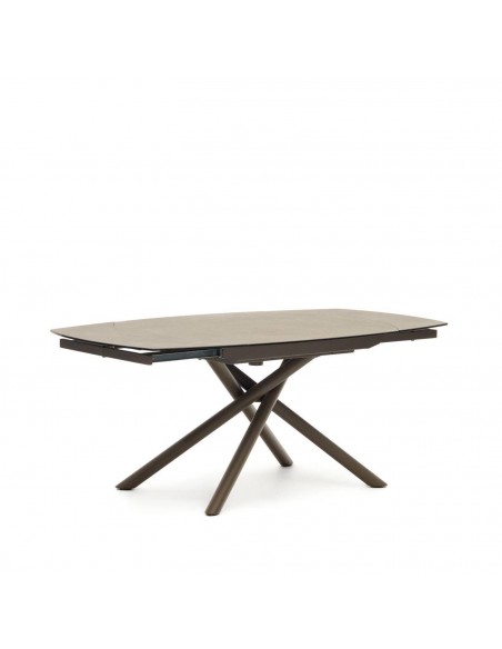 Mesa extensible Yodalia 130 (190) x 100, porcelánico y acero marrón