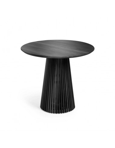 Mesa redonda étnica Jeanette 90, madera de mindi negro