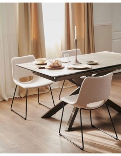 Mesa extensível Atminda 160 (210) x 90, porcelanato e aço... 2