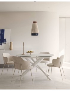 Mesa extensível de vidro Yodalia 130 (190) x 100, aço branco 2