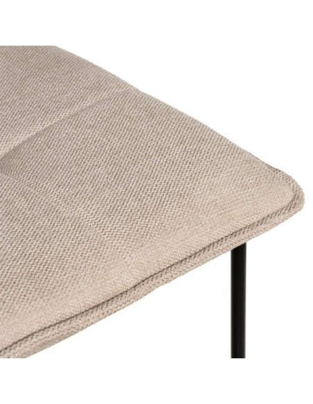 Banqueta design ABOT 75, metal e assento em tecido bege.
