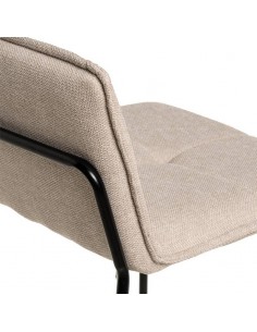 Banqueta design ABOT 75, metal e assento em tecido bege. 2