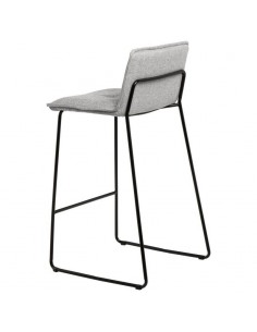Taburete de diseño ABOT 75, metal y asiento tela Gris. 2