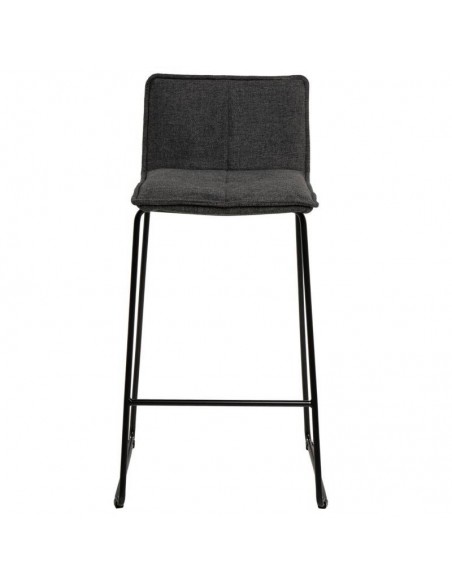 Taburete de diseño ABOT 75, metal y asiento tela Gris oscuro.