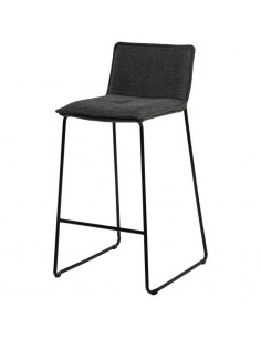 Banqueta de design ABOT 75, metal e assento tecido cinza...