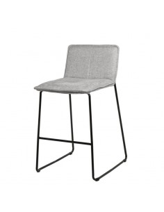 Taburete bajo BRANDON 65 metal y asiento tela Gris.