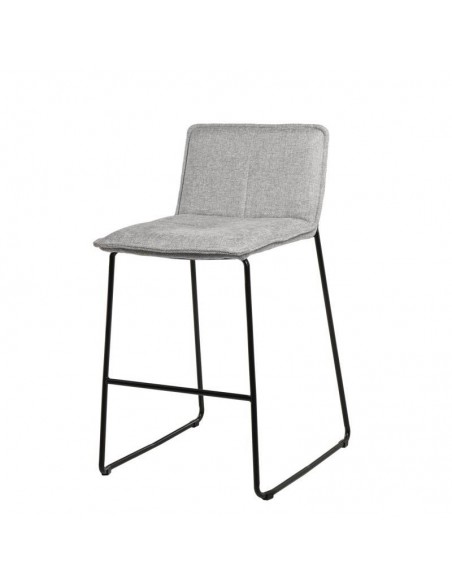 Taburete bajo BRANDON 65 metal y asiento tela Gris.