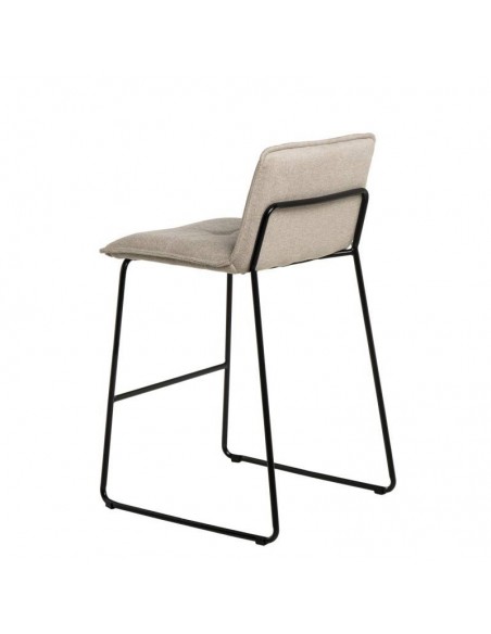 Taburete bajo BRANDON 65, metal y asiento tela Beige.