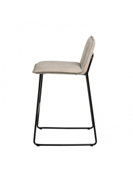 Taburete bajo BRANDON 65, metal y asiento tela Beige.