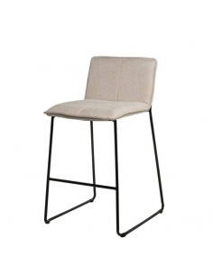 Taburete bajo BRANDON 65, metal y asiento tela Beige.
