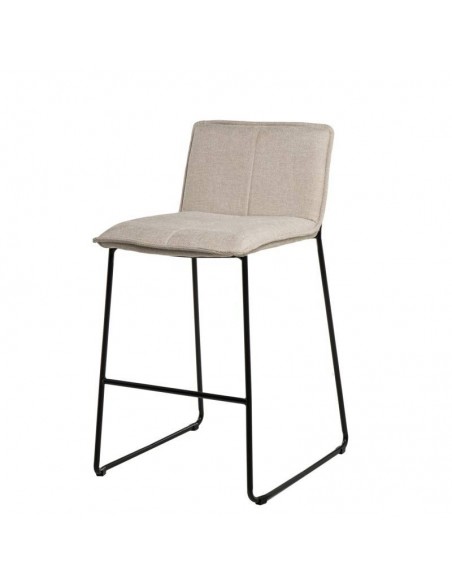 Taburete bajo BRANDON 65, metal y asiento tela Beige.