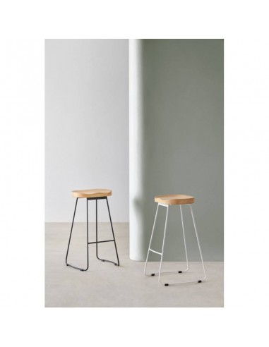 Taburete JOEL 66, metal negro y asiento de...