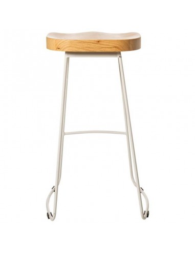 Taburete JOEL 66, metal blanco y asiento de...