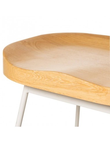 Taburete JOEL 66, metal blanco y asiento de...