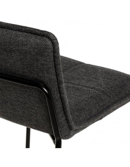 Taburete bajo BRANDON 65, metal y asiento tela Gris oscuro.