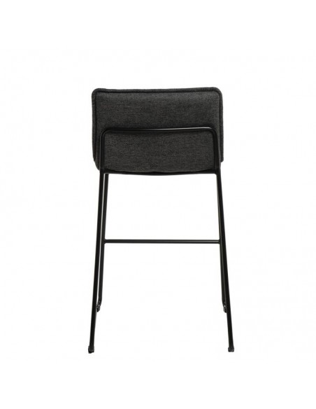 Taburete bajo BRANDON 65, metal y asiento tela Gris oscuro.