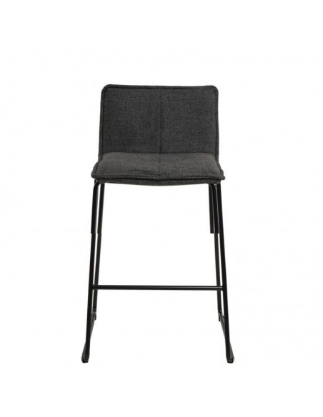 Taburete bajo BRANDON 65, metal y asiento tela Gris oscuro.