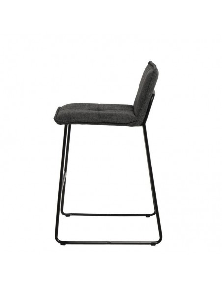 Banqueta baixa BRANDON 65, metal e assento tecido cinza escuro.