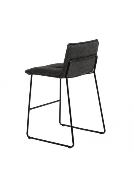 Taburete bajo BRANDON 65, metal y asiento tela Gris oscuro.