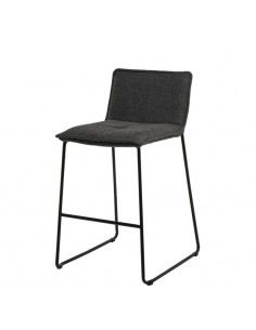 Taburete bajo BRANDON 65, metal y asiento tela Gris oscuro.