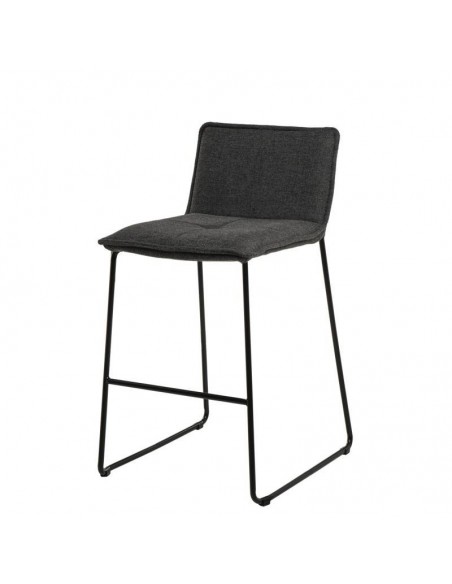 Taburete bajo BRANDON 65, metal y asiento tela Gris oscuro.