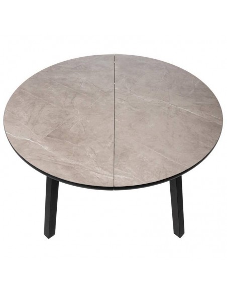 Mesa redonda extensible HETTY 120 (160), efecto mármol gris