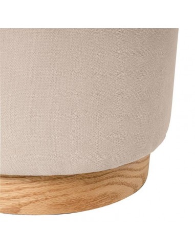 Puff redondo ANGUS 40, tela beige con base de...