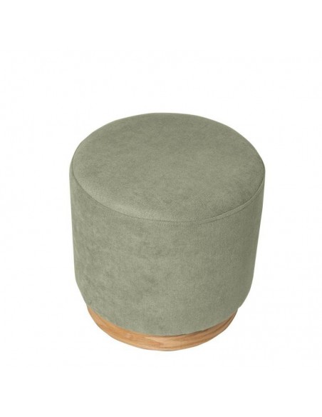 Puff redondo ANGUS 40, tela menta con base de madera