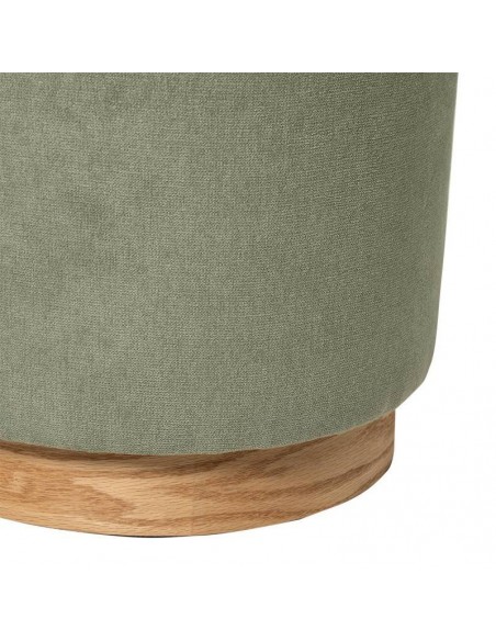 Puff redondo ANGUS 40, tela menta con base de madera
