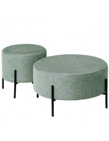 Puff redondo CAMILO 60, tela menta, metal negro