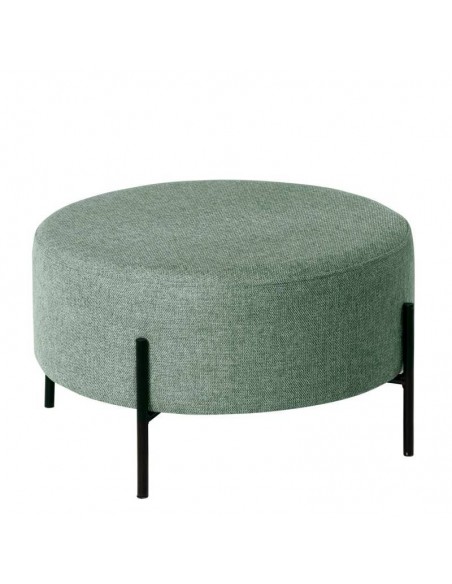 Puff redondo CAMILO 60, tela menta, metal negro