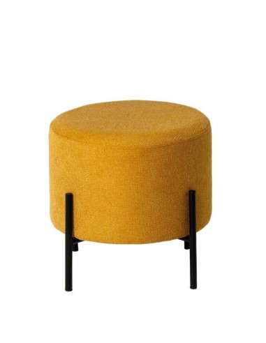 Puff redondo HERMAN 40, tecido mostarda e metal...