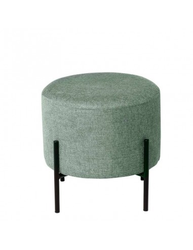 Puff redondo HERMAN 40, tecido menta e metal preto