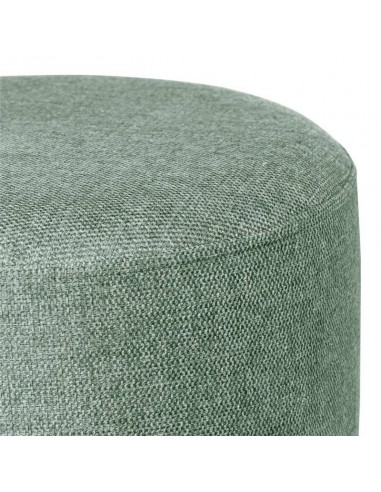 Puff redondo HERMAN 40, tela menta y metal negro.