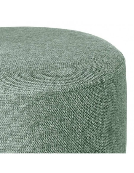 Puff redondo HERMAN 40, tela menta y metal negro.