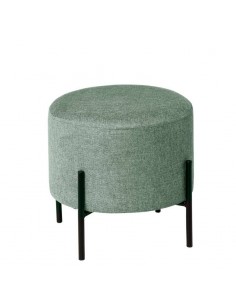 Puff redondo HERMAN 40, tecido menta e metal preto