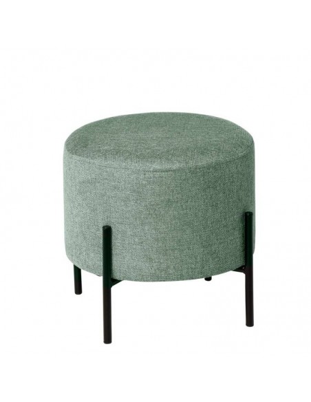 Puff redondo HERMAN 40, tecido menta e metal preto
