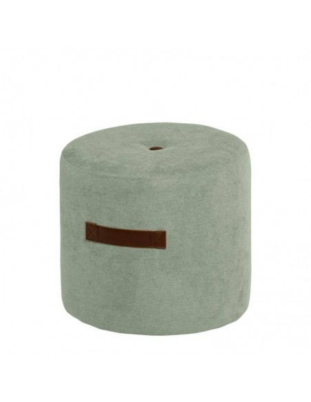 Puff redondo KENNY 44, tecido menta com alça e botão