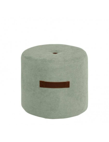 Puff redondo KENNY 44, tela menta con asa y botón