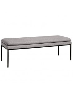 Banco TURIN 120 x 48, tecido cinza e metal preto