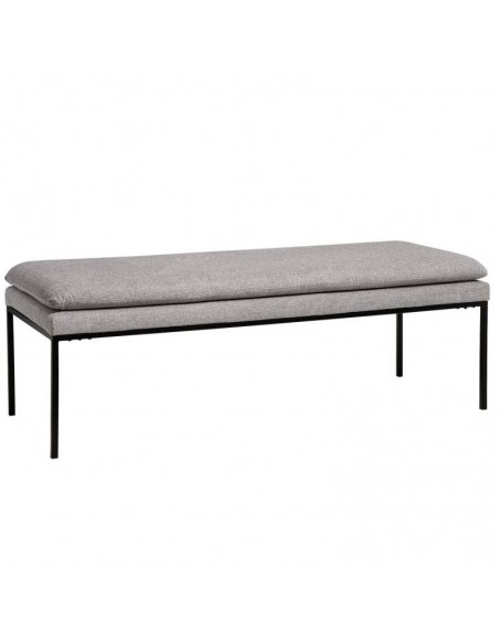 Banqueta TURIN 120 x 48, tela gris y metal negro.