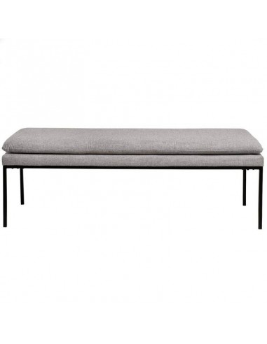 Banqueta TURIN 120 x 48, tela gris y metal negro.