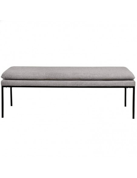 Banqueta TURIN 120 x 48, tela gris y metal negro.
