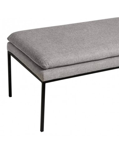 Banqueta TURIN 120 x 48, tela gris y metal negro.