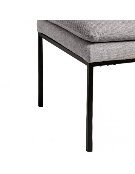 Banqueta TURIN 120 x 48, tela gris y metal negro.