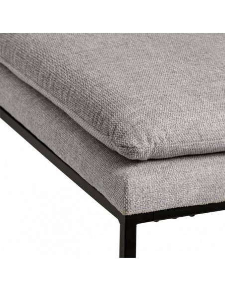 Banqueta TURIN 120 x 48, tela gris y metal negro.