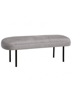 Banqueta MARSELLA 119 x 43, tela gris y metal negro.