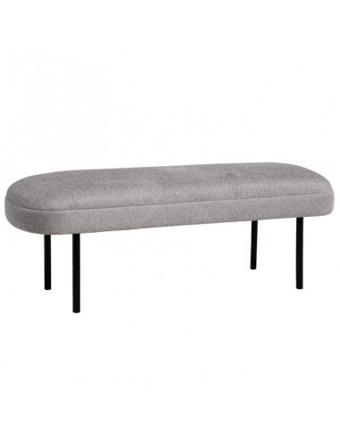 Banqueta MARSELLA 119 x 43, tela gris y metal negro.
